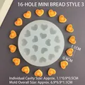 16-Loch Herz Silikonform für DIY Mini Brot Spiellebensmittel und Fondant Tortendeko - 16-Loch Mini Brot Stil 3