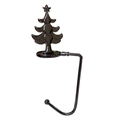 Black metal Christmas stocking hanger with stylized tree design and weighted base - Christmas Tree / Gun Black