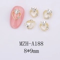 Detail of 8x9mm hollow heart nail charm with clear crystal rhinestone and gold frame - Gold Base White Zirconia (A188)