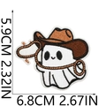 Detailed view of Cowboy Ghost embroidered patch with size dimensions 5.9cm by 6.8cm - Style 20 - Western Ghost