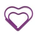Creative purple heart-shaped paper clip made of durable coated metal for office use - Purple