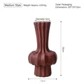 Mid-sized brown matte ceramic vase with vertical striped texture and elegant slim neck - Brick Red Medium Style