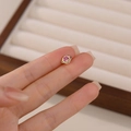 Chic S925 sterling silver planet stud earrings with pink crystals in golden finish - Planet Gold Single Piece