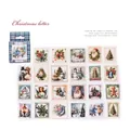 Boîte de 46 autocollants de Noël vintage avec illustrations rétro en coffret cadeau tartan - Lettre du Jour de Noël