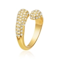 Elegant 18K gold-plated open ring with sparkling cubic zirconia in a modern design - US 8 / Asymmetric Open Pave Stone Style (D015) / Gold