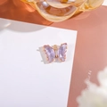 Exquisite purple crystal butterfly pendant with gold base and white micro-diamonds - Crystal Purple