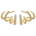 Orecchini a cerchio dorati multistrato con micro-pavé di zirconi e design a onda - Oro VE679 Paio