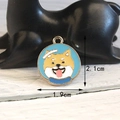 Enamel Shiba Inu jewelry charm in yellow and blue, measuring 2.1cm by 1.9cm - 1.9CM×2.1CM / Astronaut Corgi