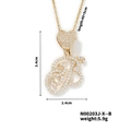 Misura dettagliata della collana dorata con iniziale B e micro-pavé di zirconi - Stile Lettera Corsiva B (N00203J-X--B)
