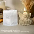 3D-Engel-Silikonform für Rosenkerzen mit Kerzenmuster und Maßangaben im Bild - Rosen Engel D ZL-881