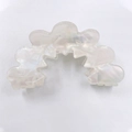 Pearlescent white wavy cloud hair claw clip made of durable acrylic for women - Frost White