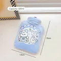 Light blue plush hot water bottle with Happy Day dog design, 500ml capacity size - 500ml / Blue Happy Dog