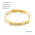 18k gold plated stainless steel bead bracelet with white cylinder resin inserts - White Beads (344)
