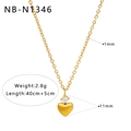 Detail view of heart pendant with dimensions, 1mm chain, and 40cm plus 5cm length - Heart Zircon Inlaid Style (NB-N1346)