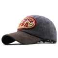 Detail view of American vintage baseball cap featuring premium embroidery and contrast brim - L (58-60cm) / Gray