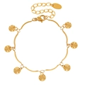Gouden titanium stalen armband met zonnebloemblaadjes hangers en verstelbare karabijnsluiting - 16+5cm / Gouden Armband