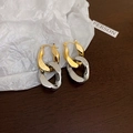 Pendientes de cadena modernos bicolor con acabado en oro y plata pulido - Pendientes de Cadena Oro Plata (10#)