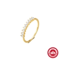 Anello minimalista in argento sterling S925 dorato con brillanti zirconi tondi incastonati - Oro Fila Singola