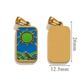 Pendentif tarot en acier doré avec soleil vert émaillé, taille 26mm x 12,5mm - Soleil Vert