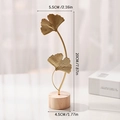 Decorazione nordica in metallo dorato a foglia di ginkgo con base in legno per casa - Doppia Foglia di Ginkgo-Oro
