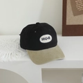 Casquette de baseball rétro bicolore pour enfants avec broderie H-U-R noir et kaki - Lettre HUR / Noir/Khaki