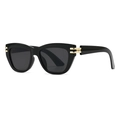 Modische Oversize Quadrat-Sonnenbrille mit schwarzem Rahmen und goldenen Akzenten - Schwarzer Rahmen Schwarz-graue Linse