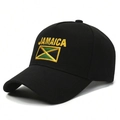 Zwarte katoenen honkbalpet met gele Jamaica-borduring en vlag, moderne Y2K-stijl - Eén maat / Zwart