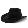 Classico cappello da cowboy nero in scamosciato con nastro intrecciato e fibbia d'argento - M(56-58cm) / Nero