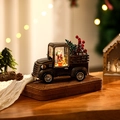 Detail of vintage Christmas truck musical box with Santa snow globe and LED lights - Santa Claus