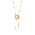 Elegante collar en Y dorado con borlas, perlas redondas y anillos metálicos - 3# Círculo