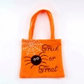 Oranje Halloween viltzakje met spinnenwebprint voor snoepzakjes voor kinderen - Eén Maat (Ongeveer 20x18.5cm) / Oranje (Spinnenpatroon)