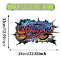 Adesivo da parete 3D Gamer Zone con graffiti colorati e dettagli sulle dimensioni - Stile Graffiti GAMER ZONE Muro Rotto 3D (UV50654T_R)
