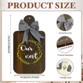 Creative wooden cutting board wall decor with Our Nest print and buffalo plaid bow - Our Nest Pattern (Y24Y50754_Q) / Dark Brown