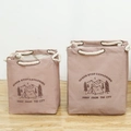 Pinkish mauve cotton rope handle storage bins with black outdoor camping illustration - 36x34x49cm / Camping Coffee-Large