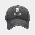 Cappellino da baseball grigio scuro lavato con teschio e finitura vintage invecchiata - Regolabile / Nero