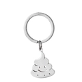 Creative silver stainless steel keychain featuring a smiling poop charm design - Poop