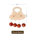 Cloud-shaped wooden baby rattle with smile engraving and four hanging beads, 8x10cm - Cloud Shape Rattle
