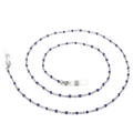 Silver thin chain glasses strap with deep blue oval beads and white silicone loops - Silver Dark Blue Beaded Style (650*2mmKSC078-Z)