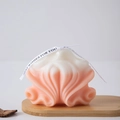 Artistic wave texture candle with orange pink gradient and best wishes ribbon - Wave Pattern 2 / Pink