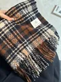 Brown and black plaid scarf featuring tassel edges and a soft warm texture - KB Plaid (Black Khaki)