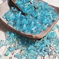 Bamboo style translucent blue glass beads for DIY jewelry making on wooden tray - Transparent Blue (Brushed 6x12mm)