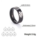 Anillo negro para hombre de acero inoxidable con diseño de dragón chino plateado, 6 mm - US 7 / 6mm / Negro