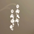 Elegant white petal drop earrings with layered resin floral design and gold metal rings - 23# Steel Pin - White