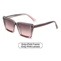 Square grey-pink gradient sunglasses with transparent oversized frame for women - Gray Pink Frame Gray Pink Lens