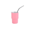 Pink 3oz stainless steel tumbler with transparent lid and curved metal straw - Light Pink