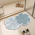 Floral shaped absorbent non-slip bath mat in blue and gray tones for bathroom decor - 40*60cm (Normal Diatomite) / I-Light Blue & Gray Blue Texture