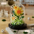 Sunflower building block set in glass dome with black base for home decor, height 10.5cm - 7232 Summer Time (Sunflower) / 310pcs/With Dust Cover