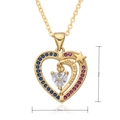 Macro shot of 14K gold-plated heart pendant with LOVE ME MORE engraving and zircon details - Evil Eye Love Letter Style (D287)