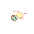 Golden enamel gift box charm with green and white finish and red bow for DIY jewelry - Gift Box (Single Loop) / 12*14mm (Hole: 1.2mm) (ai-5 Pieces/Pack) / Gold Green