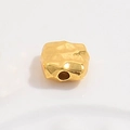 Irregular square hammered S925 silver bead with gold finish for vintage jewelry making - Large 10mm / Gold